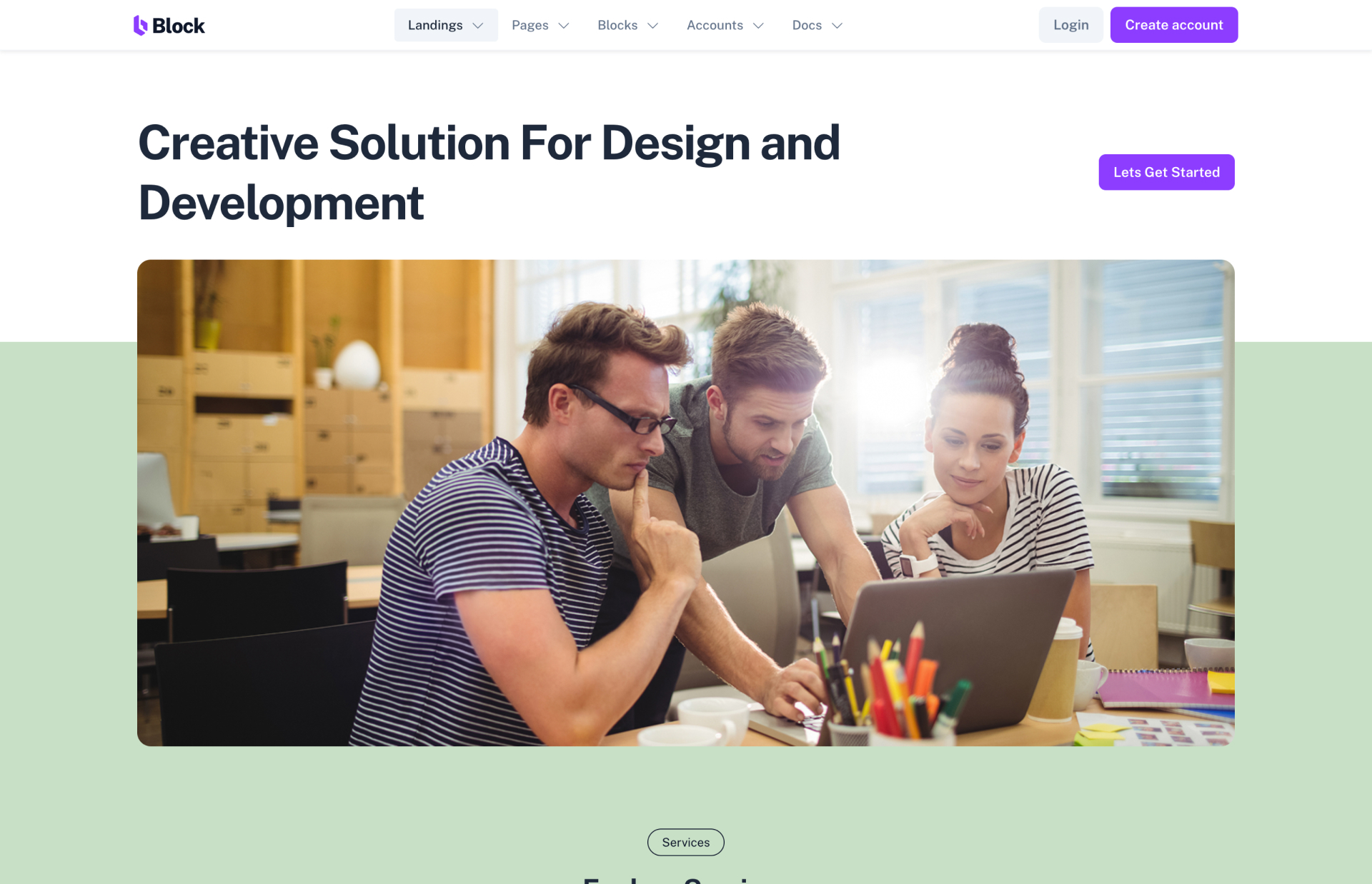 Agency landing page